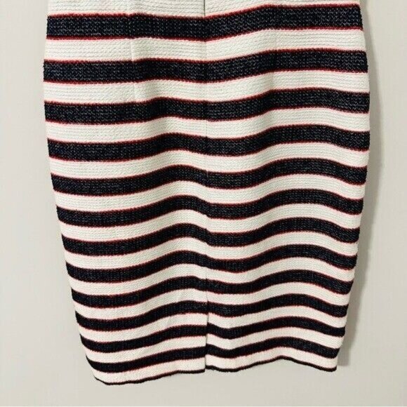 Banana Republic STRIPE SHEATH DRESS Color: White/Navy/Red Tweed Stripe Size 0 - Picture 8 of 14